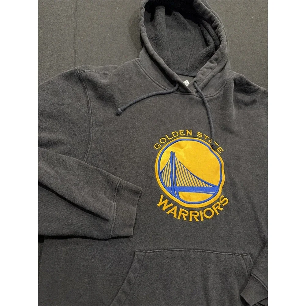 Adidas Golden State Warriors Hoodie Mens Sz Medium Black Logo Cotton Curry Green